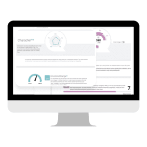 Image shows an iMac with a series of AQai reports on the screen.