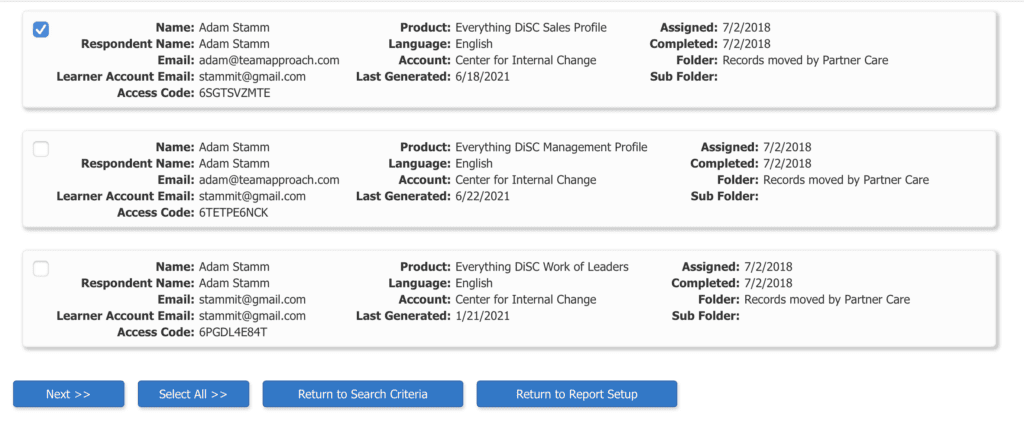 choose a person's disc report in EPIC to upgrade to catalyst