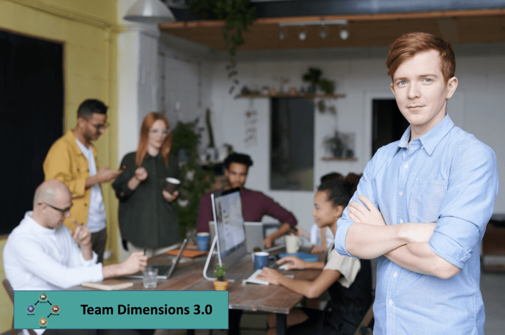 team dimensions people with logo